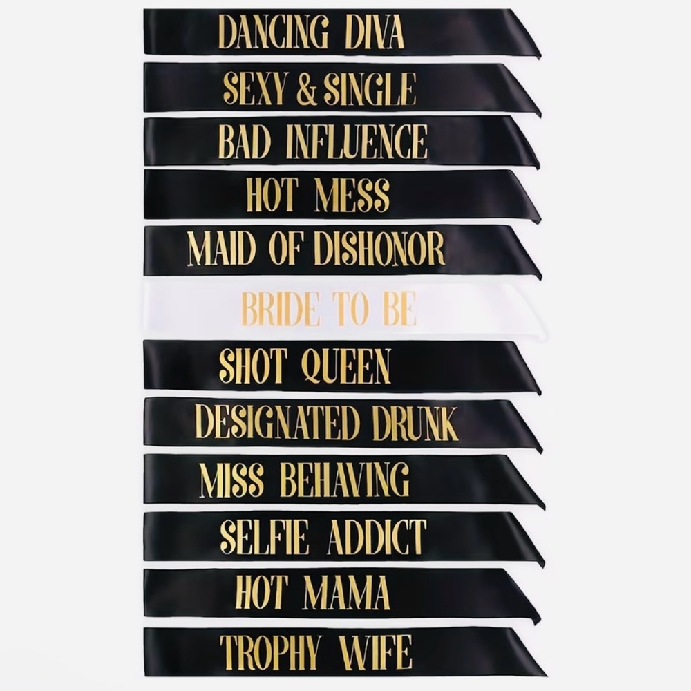 Black and White Party Sashes